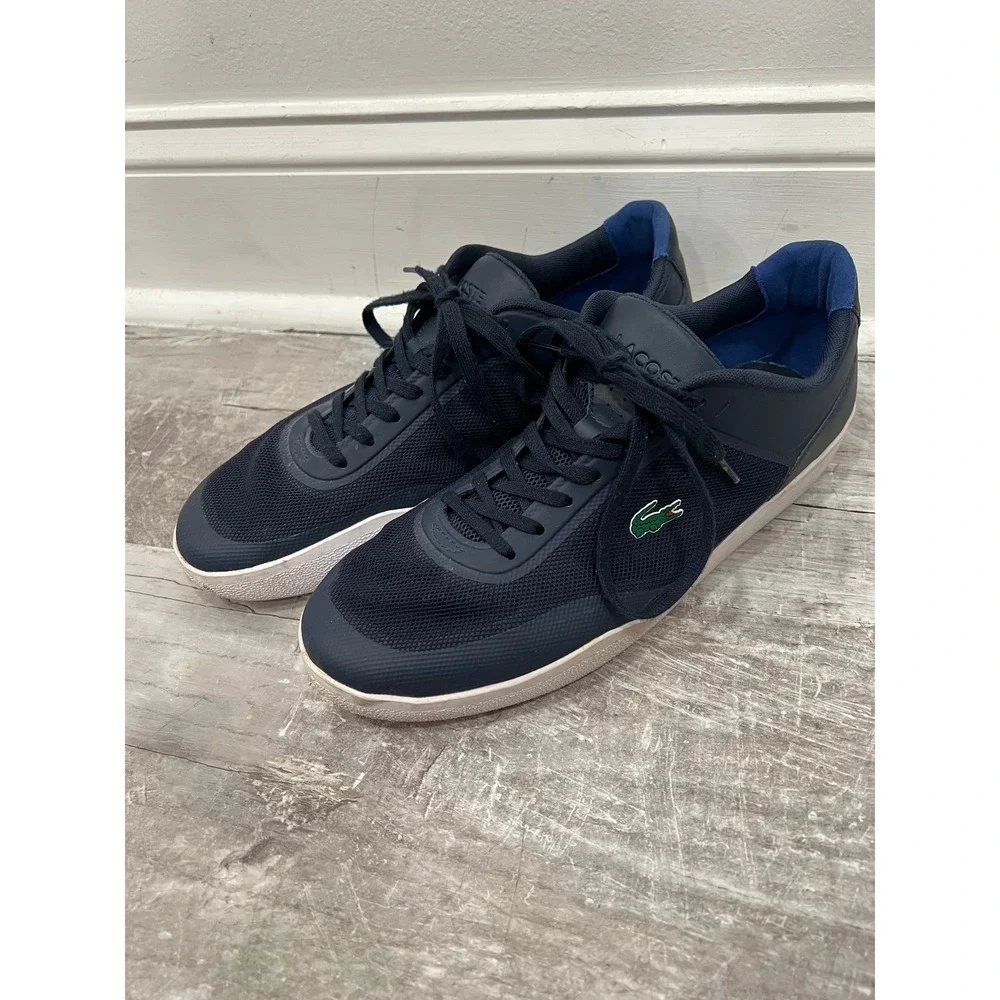 Lacoste Men's Tramline 116 Sneakers Navy Blue Mesh Vibram Sole Shoes Size 10